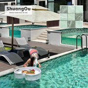 New Design Natural Green Ceramic Pool Tiles Look Like Matte Marble Fish Pond Landscape Pool Tiles 