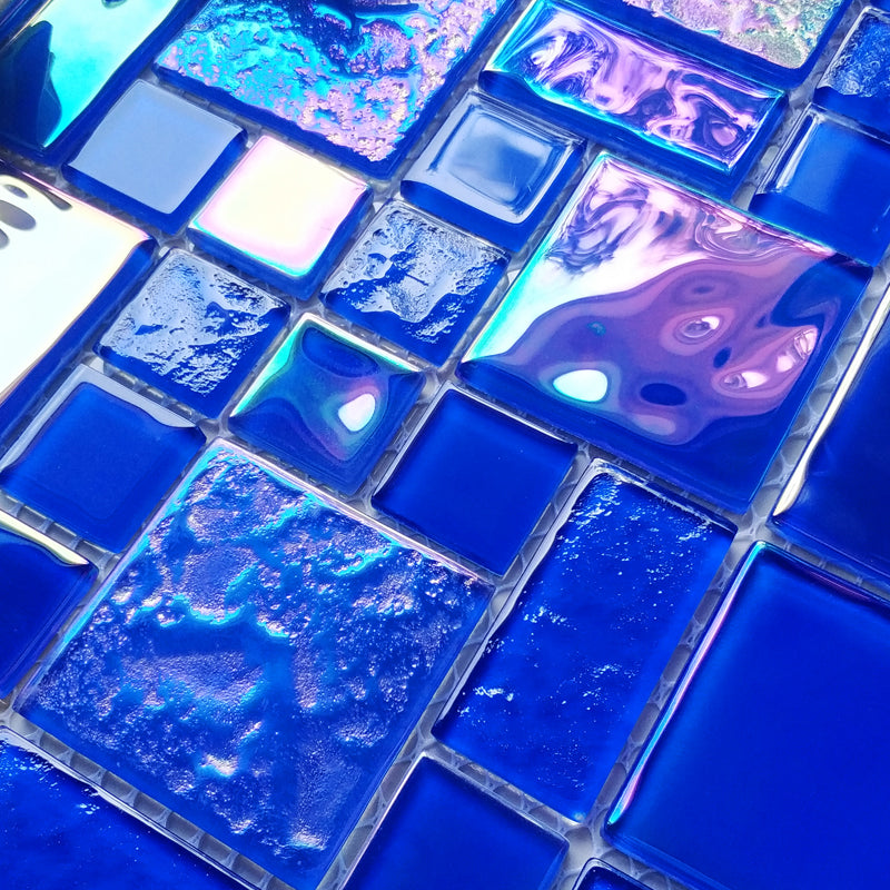 Modern glass mosaic tiles 4mm thick, glossy surface 