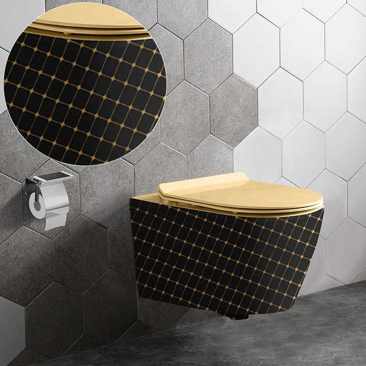 Luxury bathroom wall mounted ceramic toilet set 