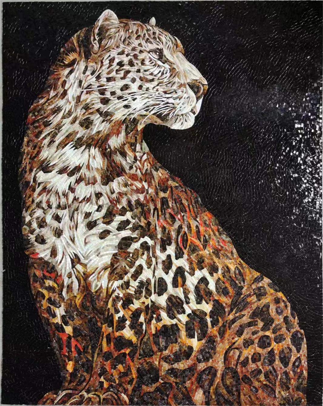 Modern leopard pattern glass mosaic made to order