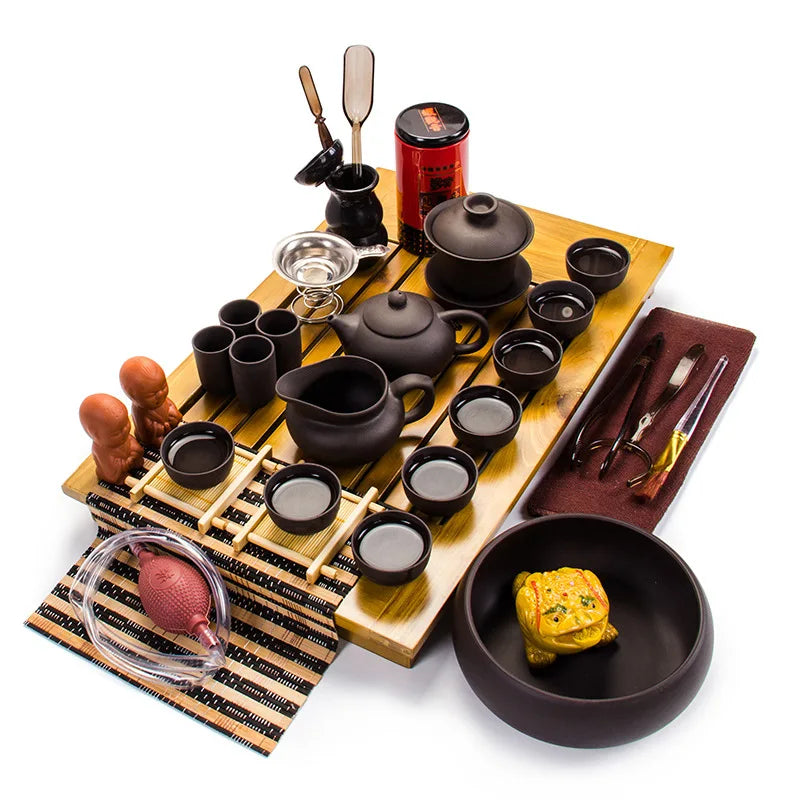 Bàn Trà Gỗ Truyền Thống Kèm Bộ Ấm Chén Tử Sa