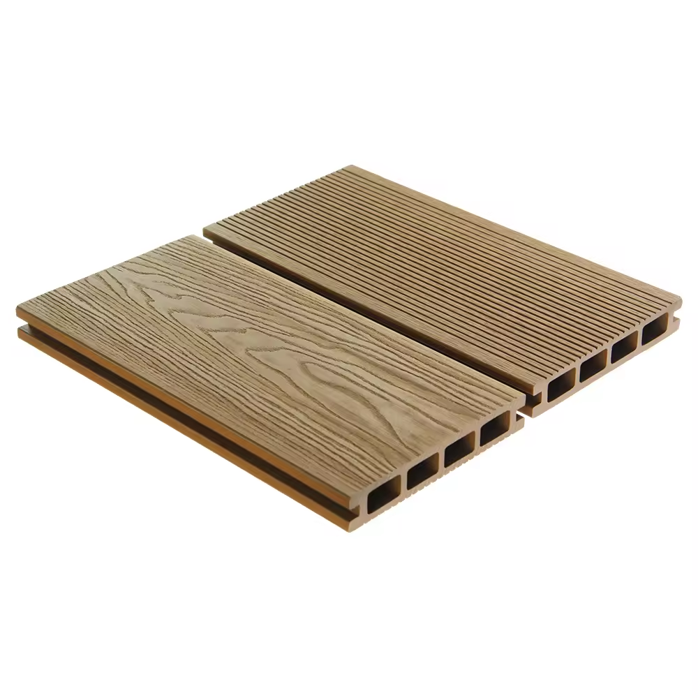 Outdoor composite wood flooring for gardens and swimming pools 