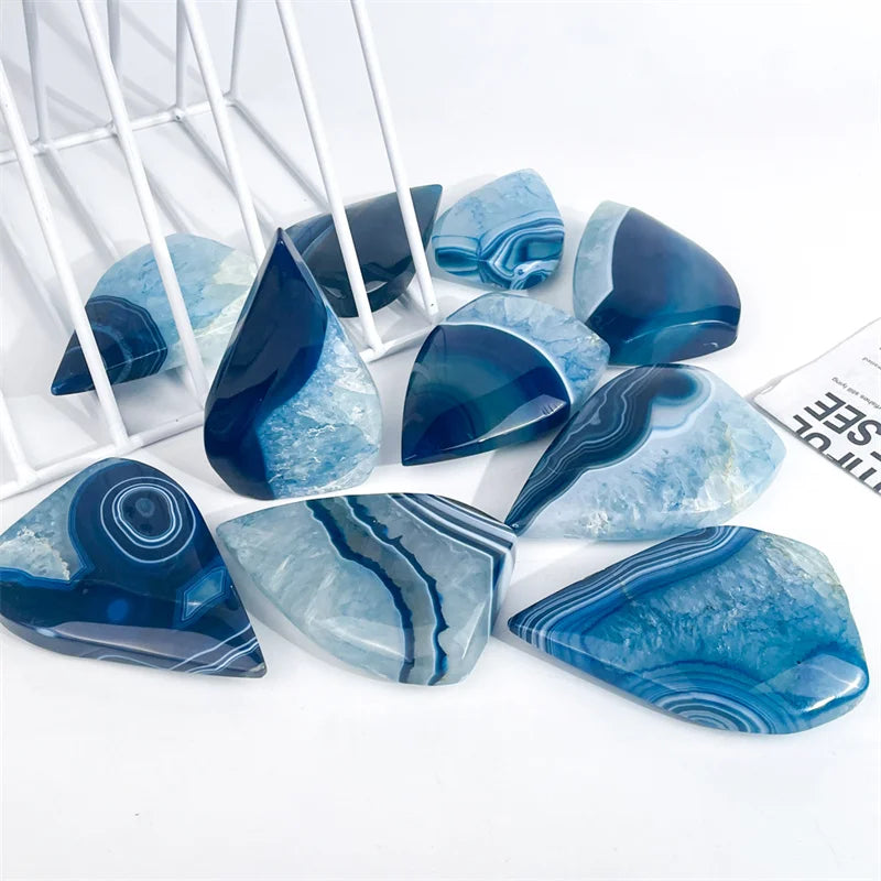 Wholesale Healing Crystal Crafts Blue Sardonyx Flame Blue Onyx Agate Ornament for Decoration