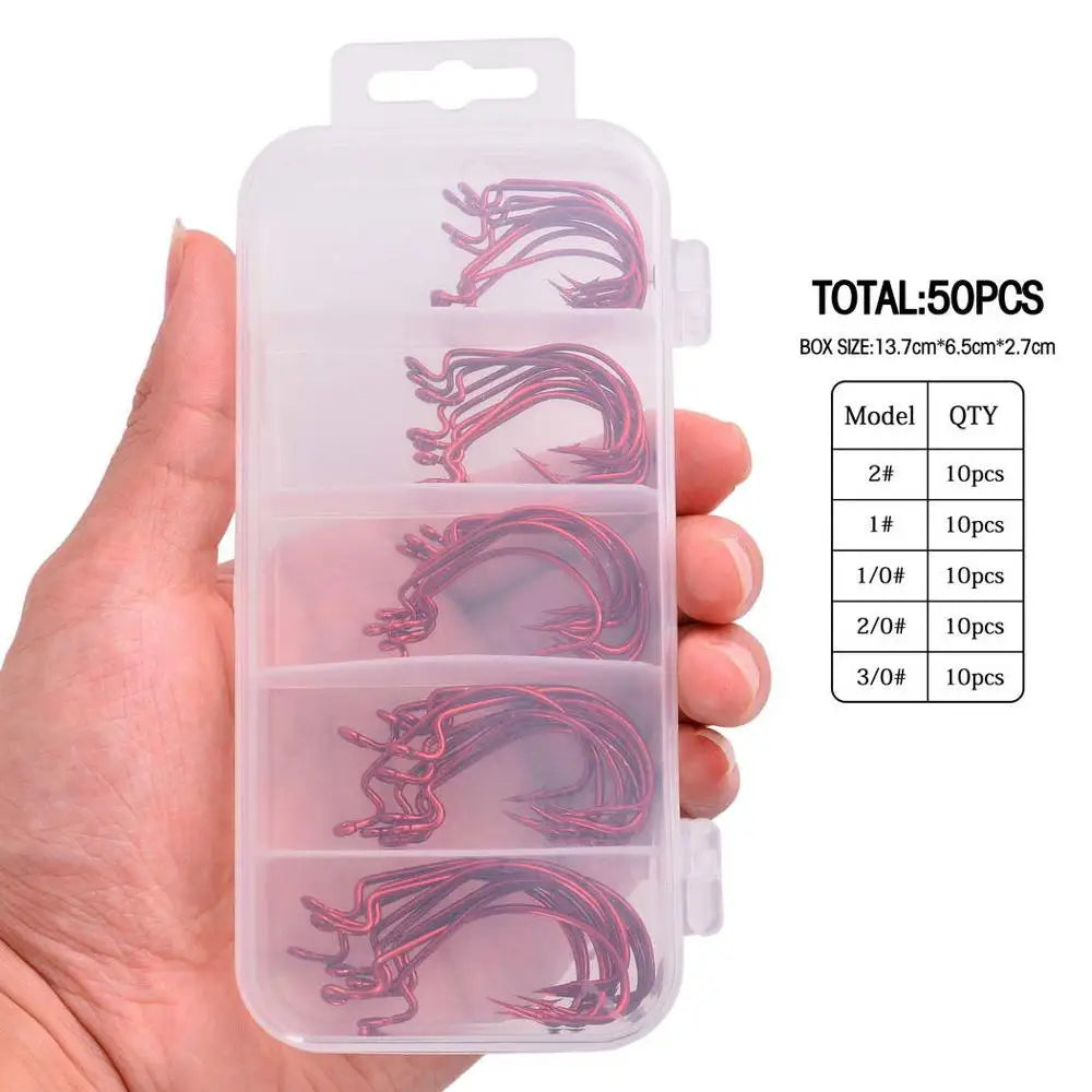 Móc Câu Nghiêng Jig Đầu Rộng 50pcs - Cá Chép Mềm