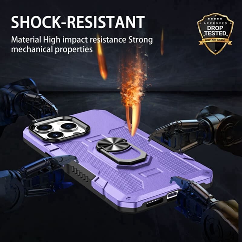 Super durable shockproof armor case with ring holder for iPhone 16 15 14 13 Pro 