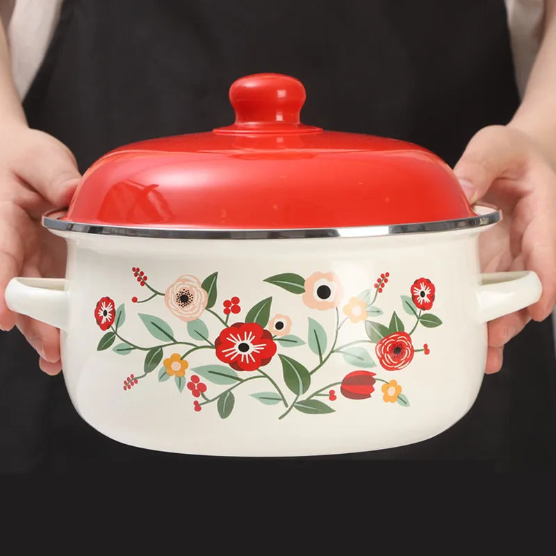 Nồi Men Dày Mini 2 Tay Cầm - Nấu Súp Mì Tiện Lợi