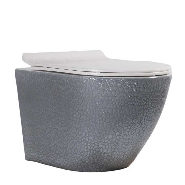 Luxury silver wall hung toilet, floating toilet, cistern free toilet, rimless ceramic wall hung toilet for hotel 