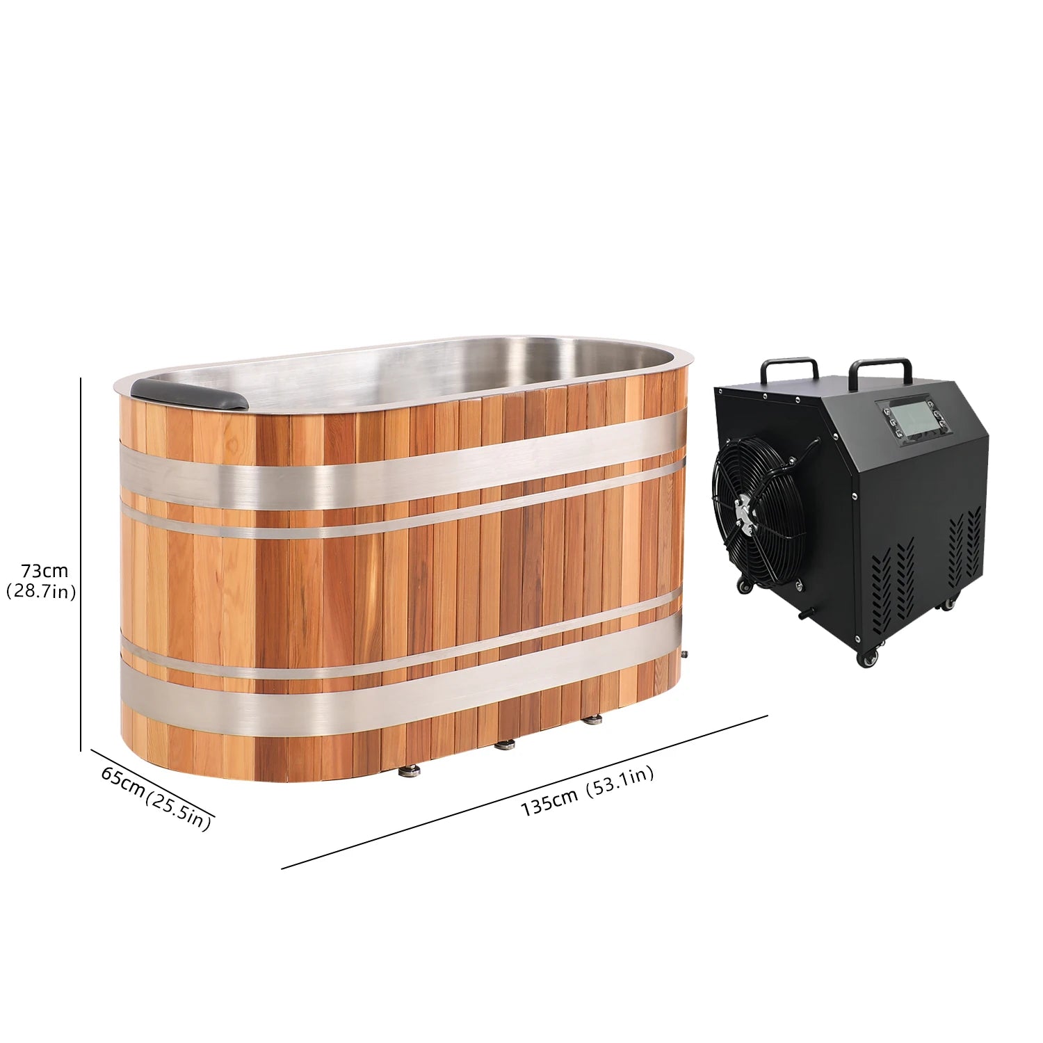 Modern Design Portable Ice Bath Tub 1 Person Wooden Cold Plunge Ice Bath with Chiller