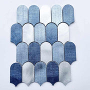 FEA2208 Modern Feather Shaped Blue Metallic Bathroom Wall Tile, Custom Graphic Design 