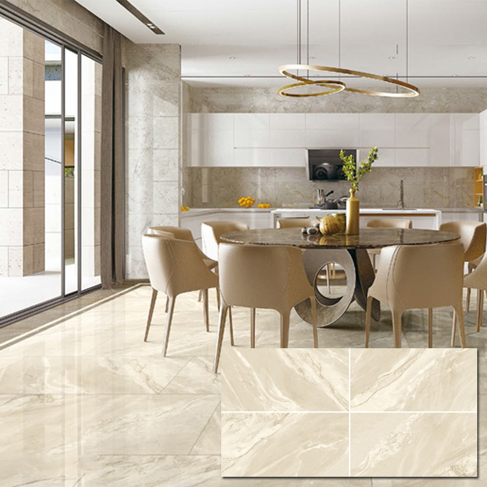 Full Body Ceramic Tiles With Iridescent Gold Glaze And Marble Grain
