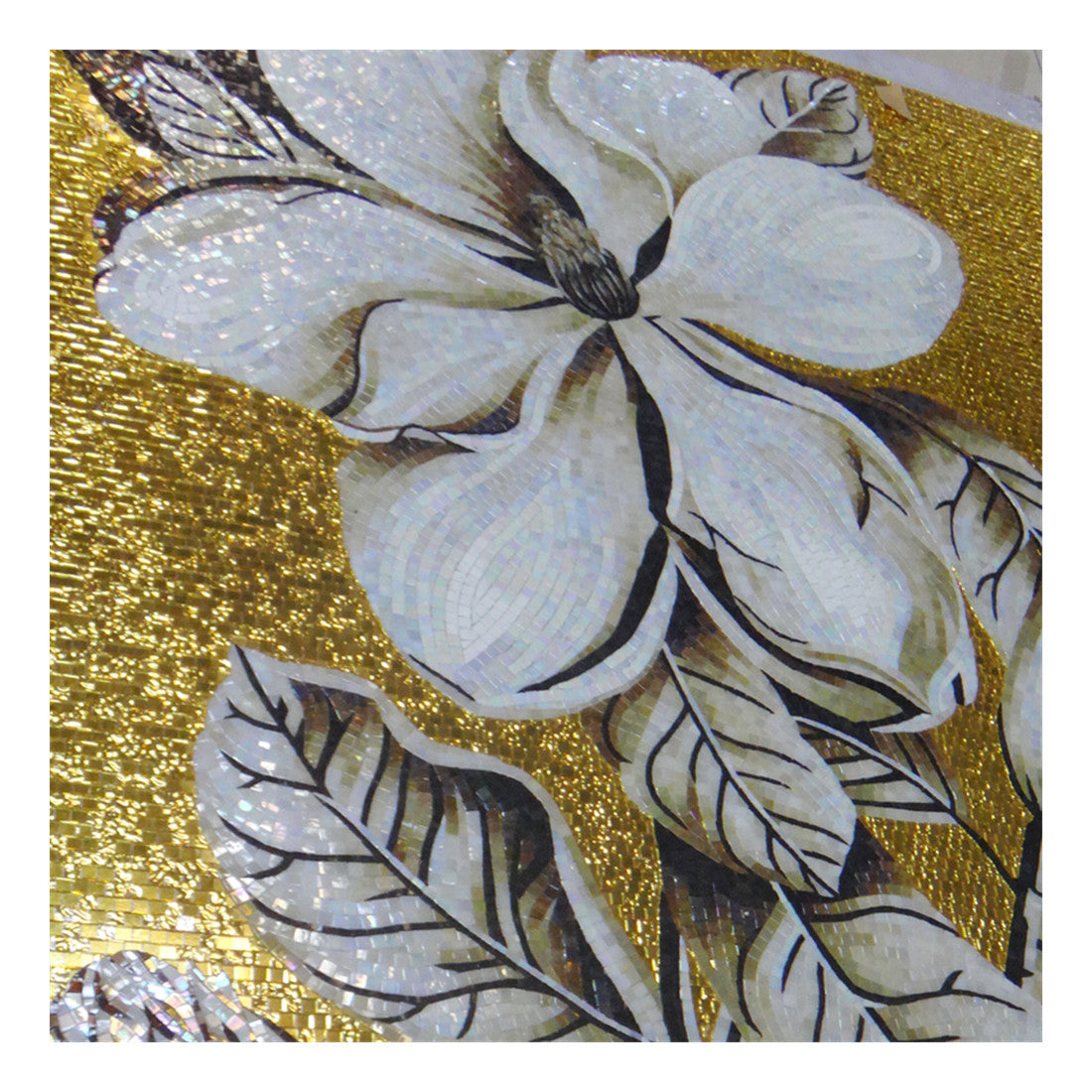 Handmade glass mosaic wall sticker with floral pattern