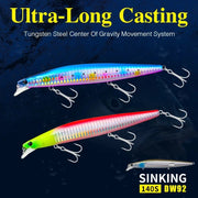 TSURINOYA 140mm 26g DW92 Sinking Minnow Saltwater Freshwater Black Bass Pike Bait Long Casting Sinker Weight Jerkbait Wobblers
