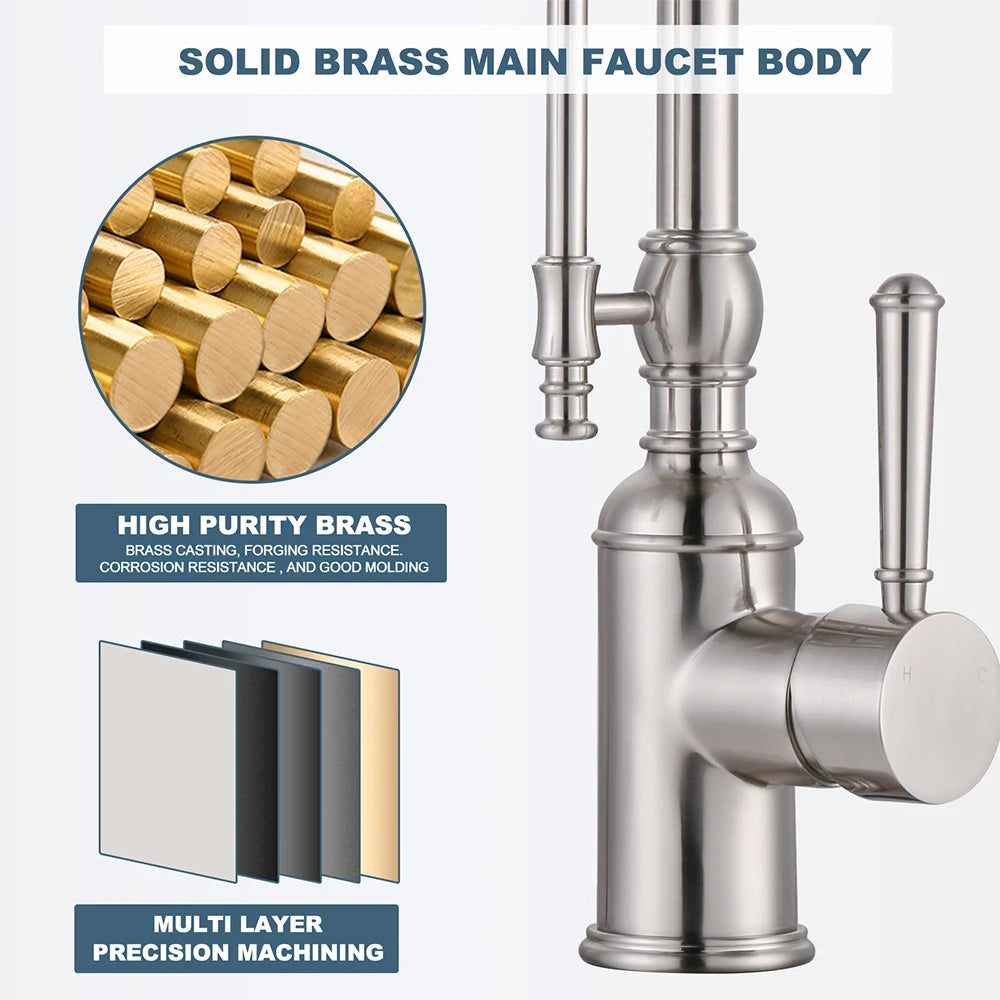 Vòi nước bếp kim loại đồng cao cấp