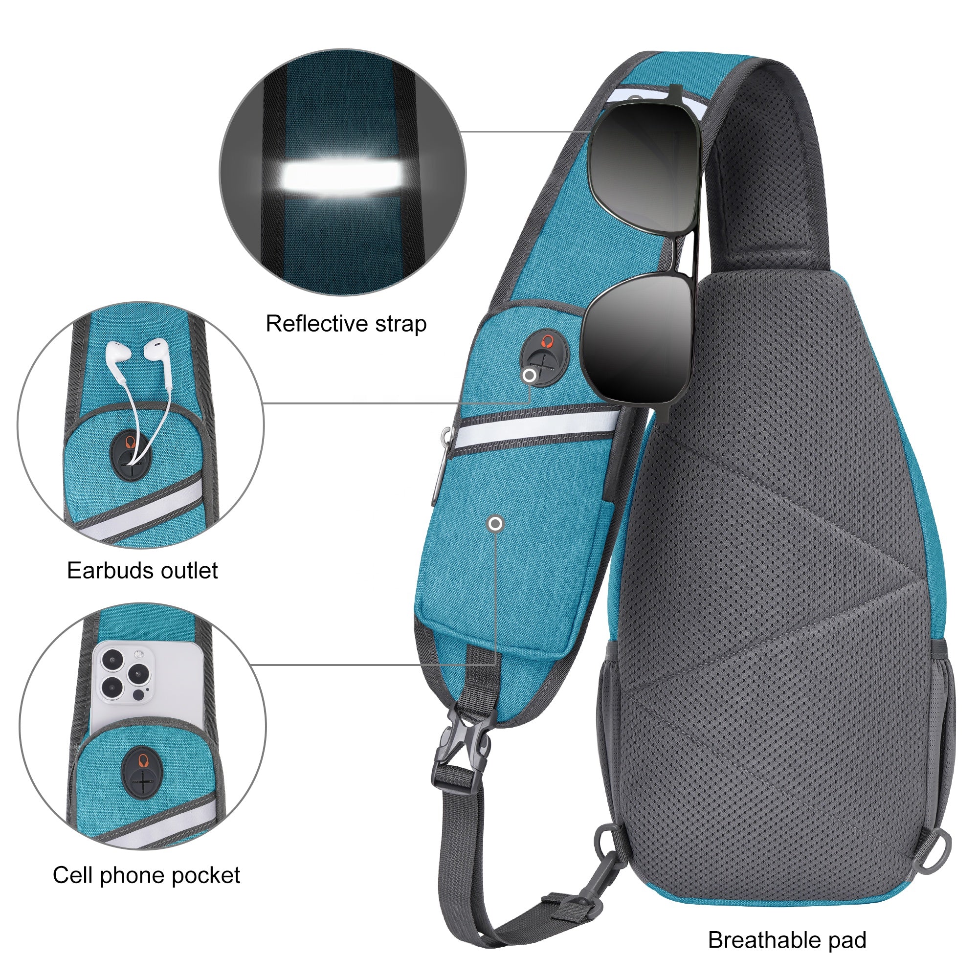 New Style Multi-Function Sports Chest/Crossbody Phone Bag, For Cycling, Outdoor Picnic, Durable Polyester Material 