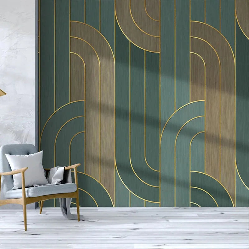 Photo Wallpaper Modern Geometric Abstract Golden Lines Texture Living Room Bedroom Background Wall Painting Papel De Parede 3 D