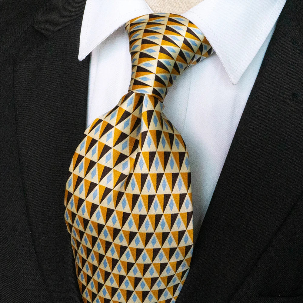 Cà vạt lụa nam họa tiết caro cổ điển thủ công