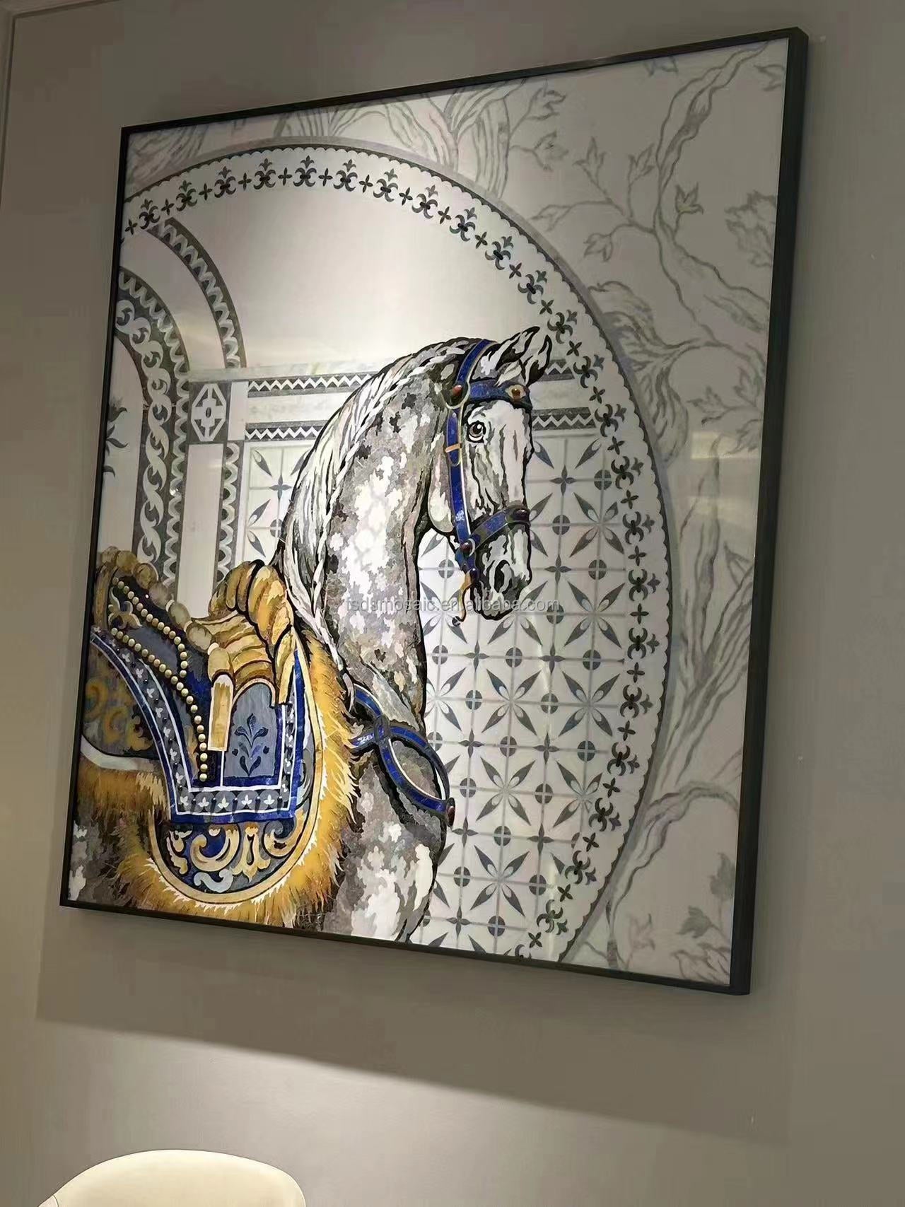Handmade glass mosaic painting for wall decoration in hotels and luxury bathrooms 