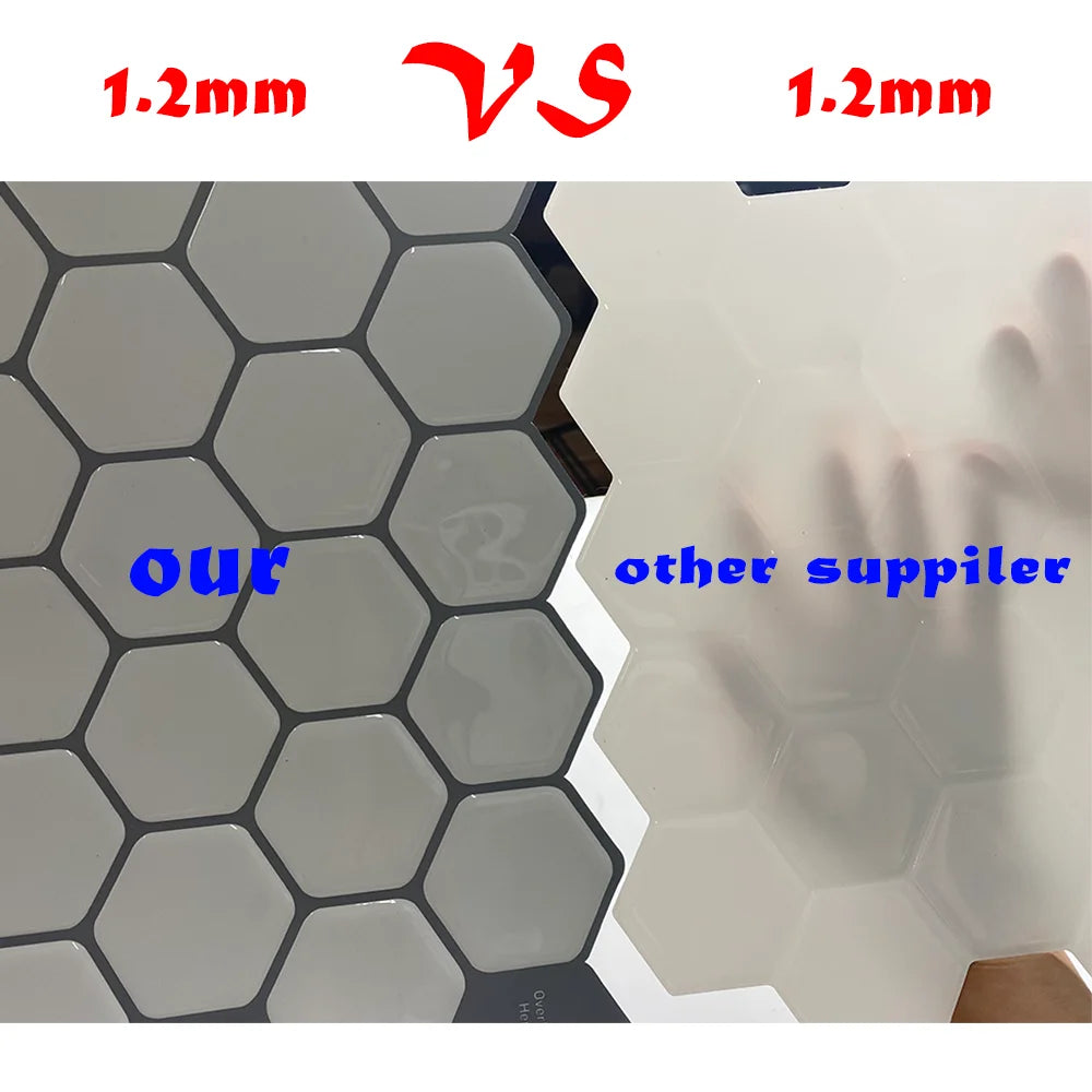 Premium 12x12 inch Kicthen Bathroom Backsplash Wall Stickers Self adhesive vinyl wallpaper shell and stick 3D Metro effect tiles