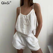 QINSI 2025 Cotton Pajamas Women Sexy Summer Straps
