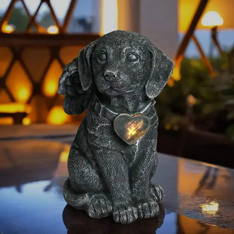 Angel Winged Dog Resin Statue Heart Accentuated Garden Memorial Figurine for Outdoor Home Decor Gifts Sea Style Art Inspiration - Daisan Mart