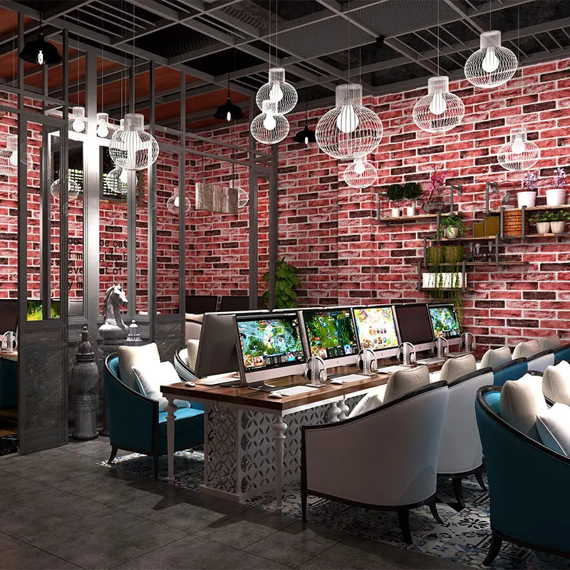 Wallpaper self-adhesive 3D three-dimensional wall stickers wall soft package shop decoration wall skirt wall board red brick