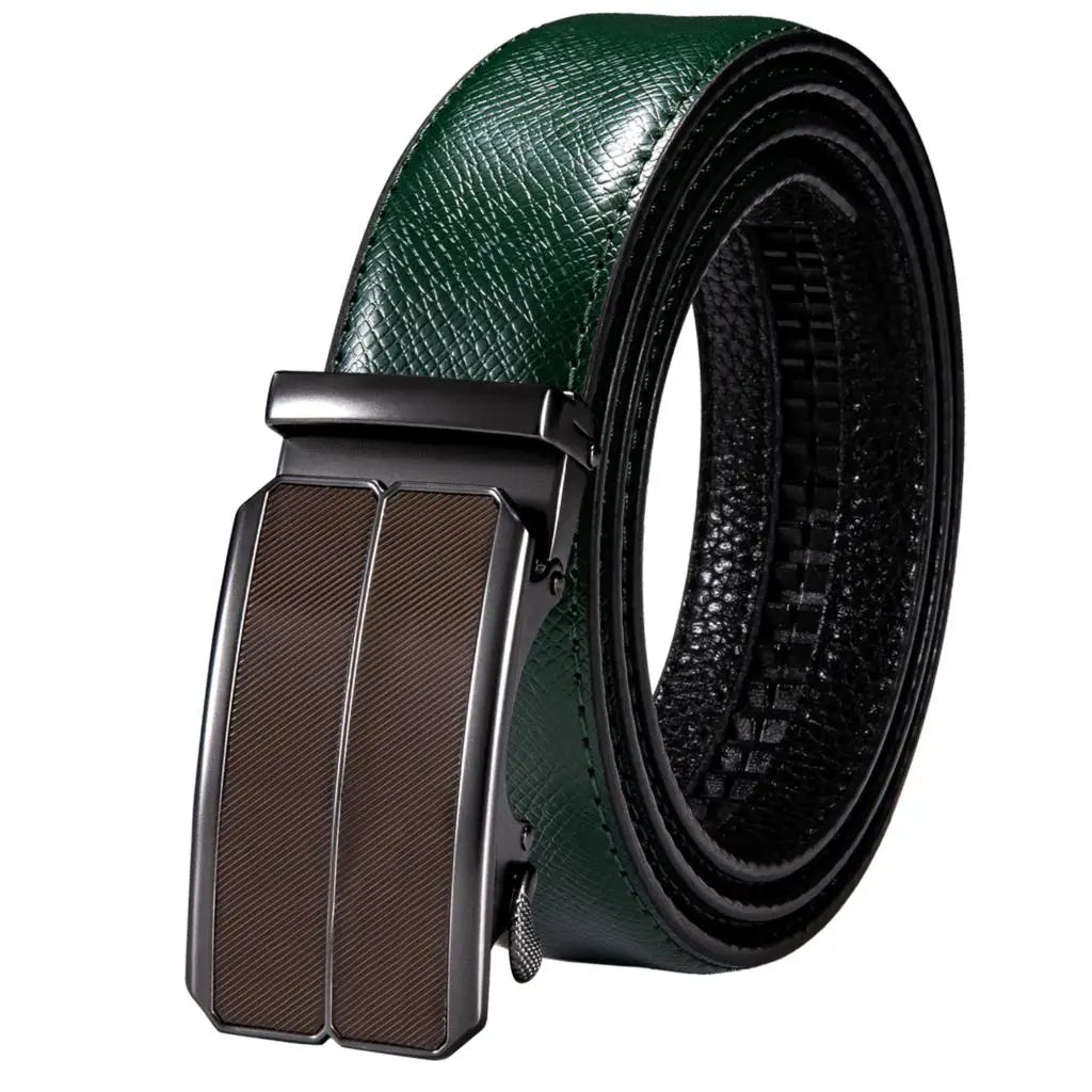 Men's Classy Blue Leather Belt, Automatic Buckle