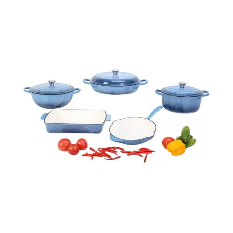5-Piece Non-Stick Stone Enamel Cast Iron Pot and Pan Set for Family