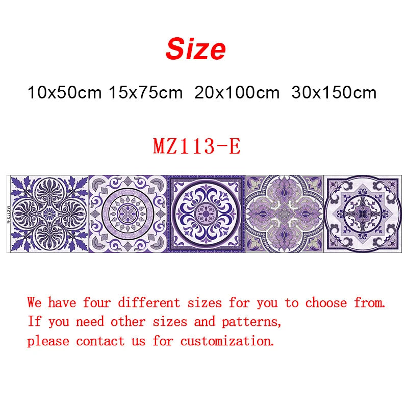 10/15/20/30cm Purple Retro Strip Tiles Wall Sticker Kitchen Stairs Tile Decoration Wallpaper Peel &amp; Stick Waterproof Art Mural