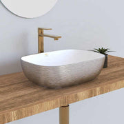 Factory Direct Sale Silver Ceramic Wash Basin with Silver Design 