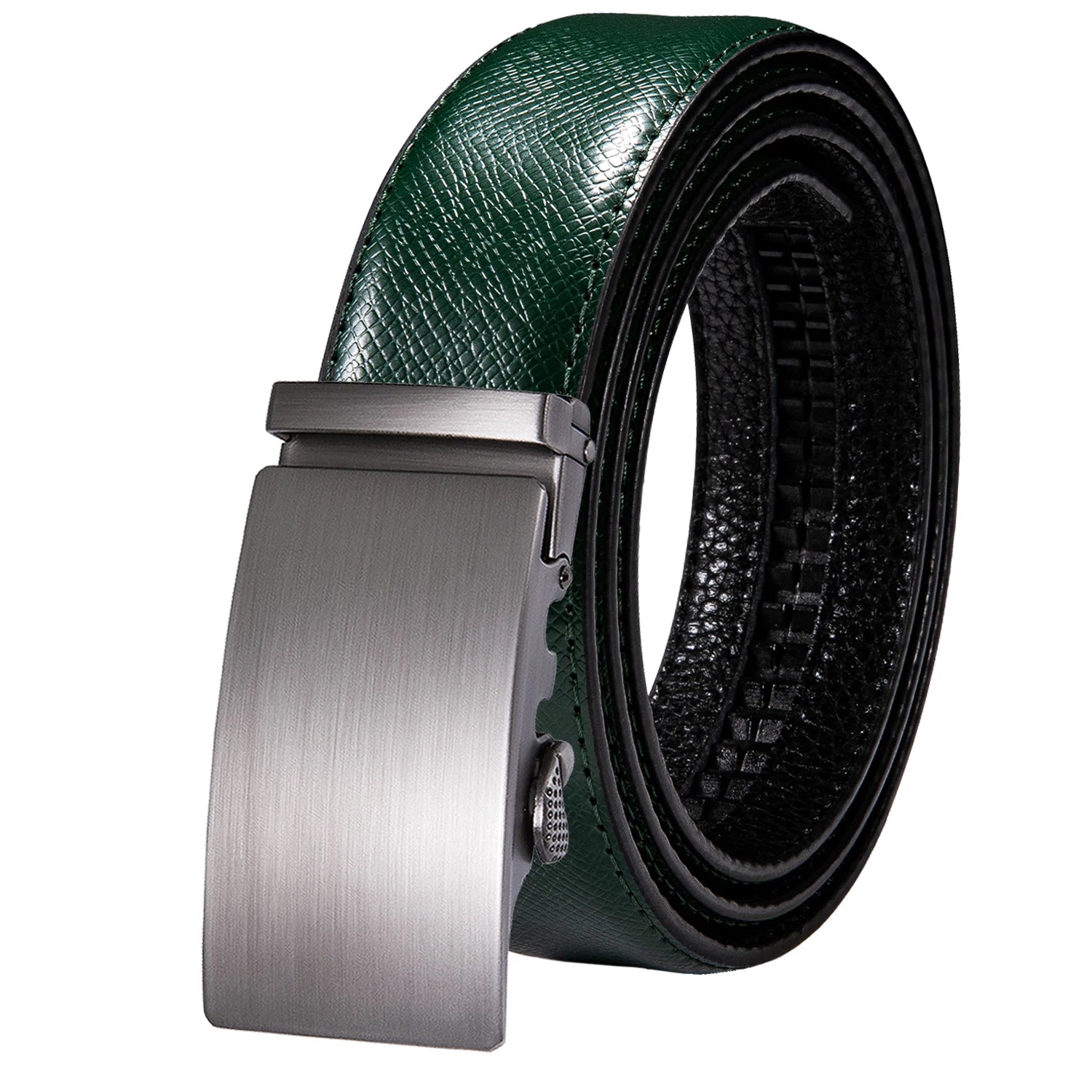 Men's Classy Blue Leather Belt, Automatic Buckle