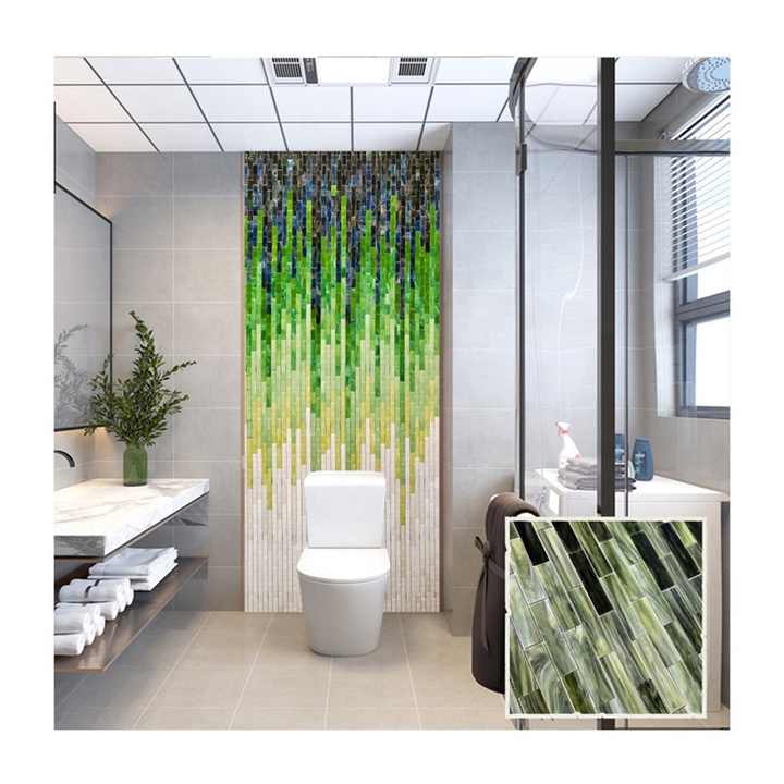 Factory Hot Selling Color Gradient Design Stained Glass Mosaic Wall Tiles for Home and Hotel Lobby Decoration Wall Tiles Mural 