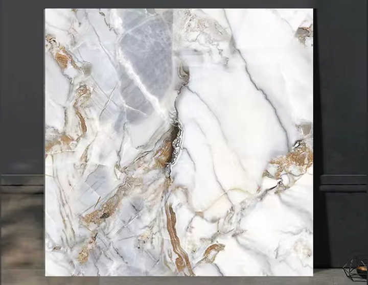 Foshan Ceramic Tiles 80x80 Marble Pattern Carreaux Wall Tiles Glossy Yellow Floor Tiles