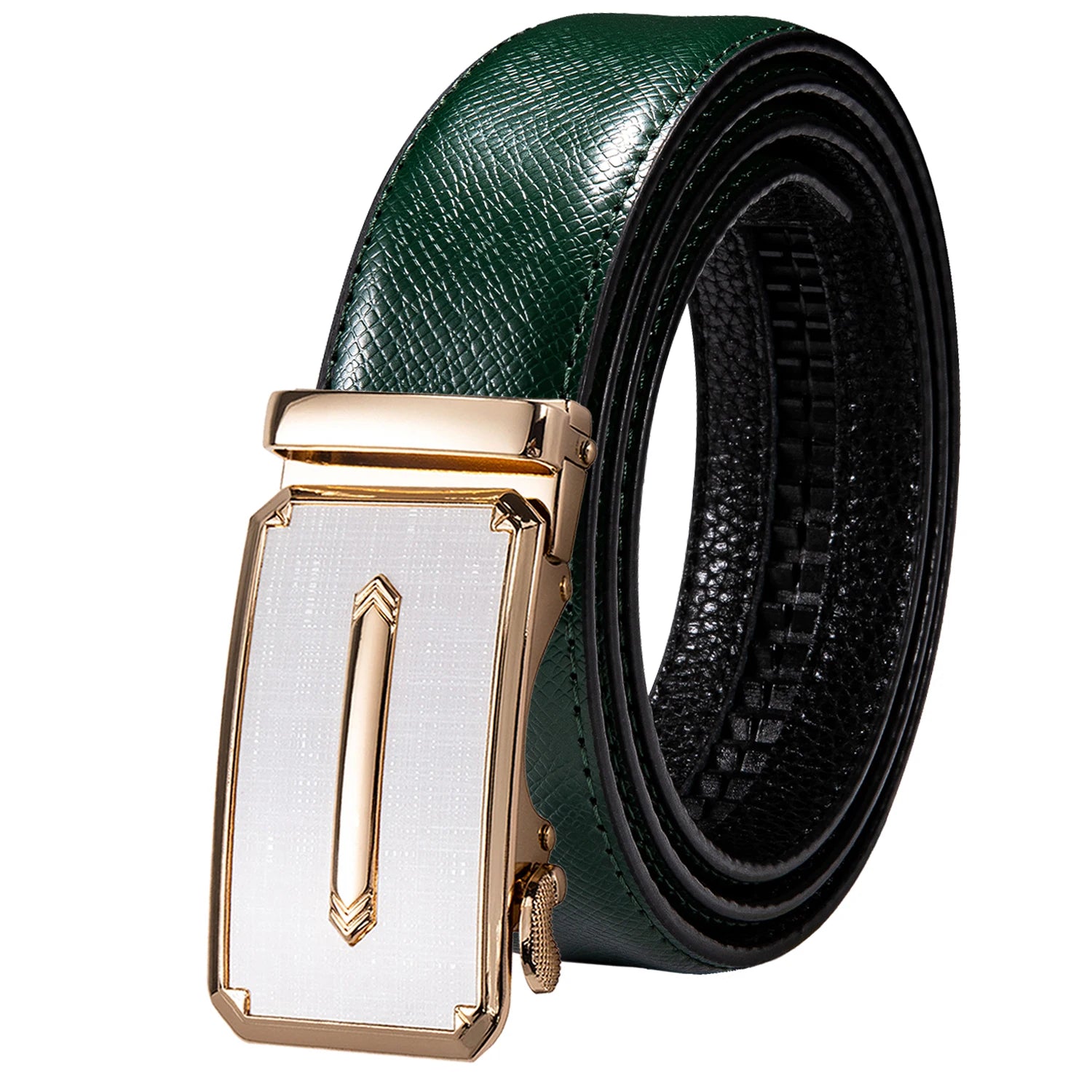 Men's Classy Blue Leather Belt, Automatic Buckle