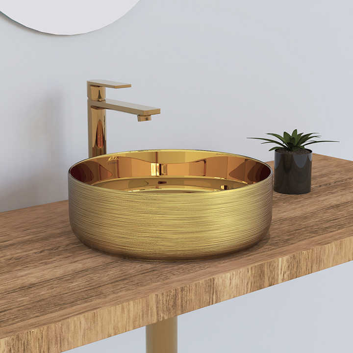 Hot Selling Yellow Decorative Wash Basin Bathroom Sink For Cabinet 