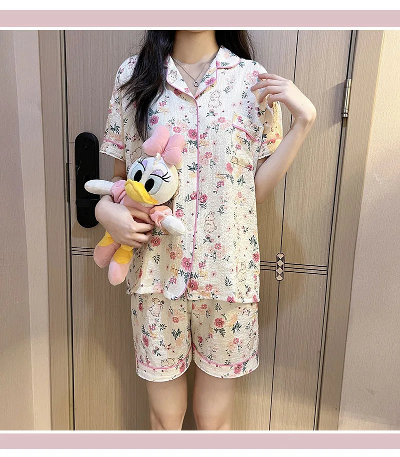 SAMWE Cute Summer Cotton Bubble Pajamas for Women