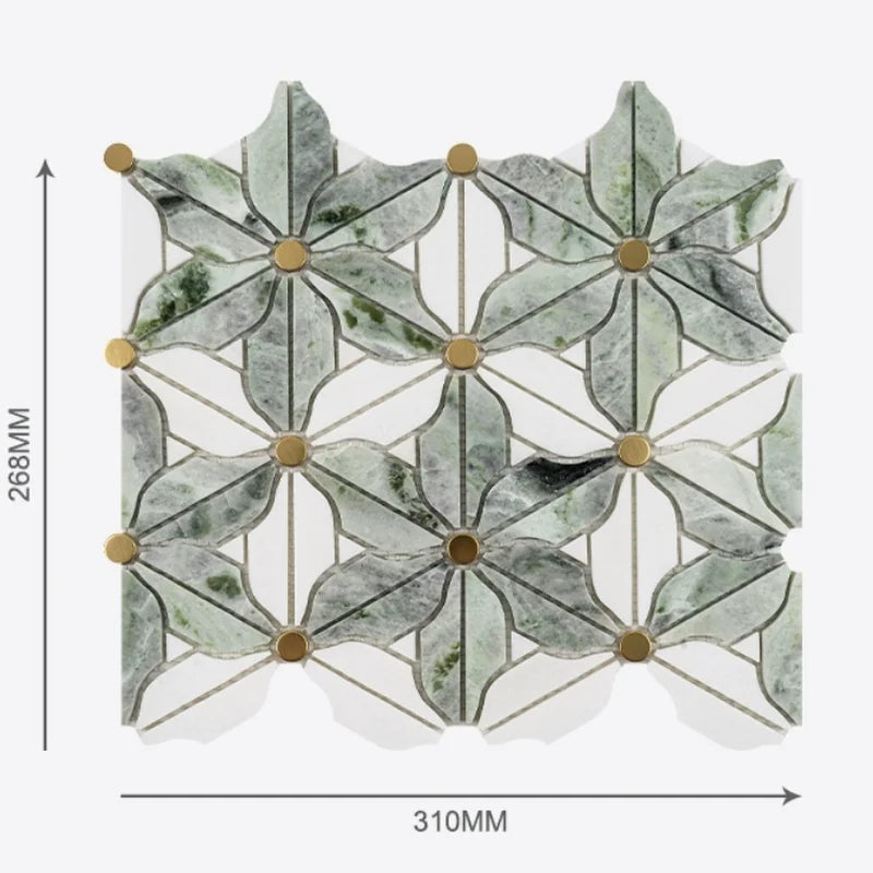 Gạch Mosaic Đá Tự Nhiên Hoa Văn Xanh Đá Cẩm Thạch