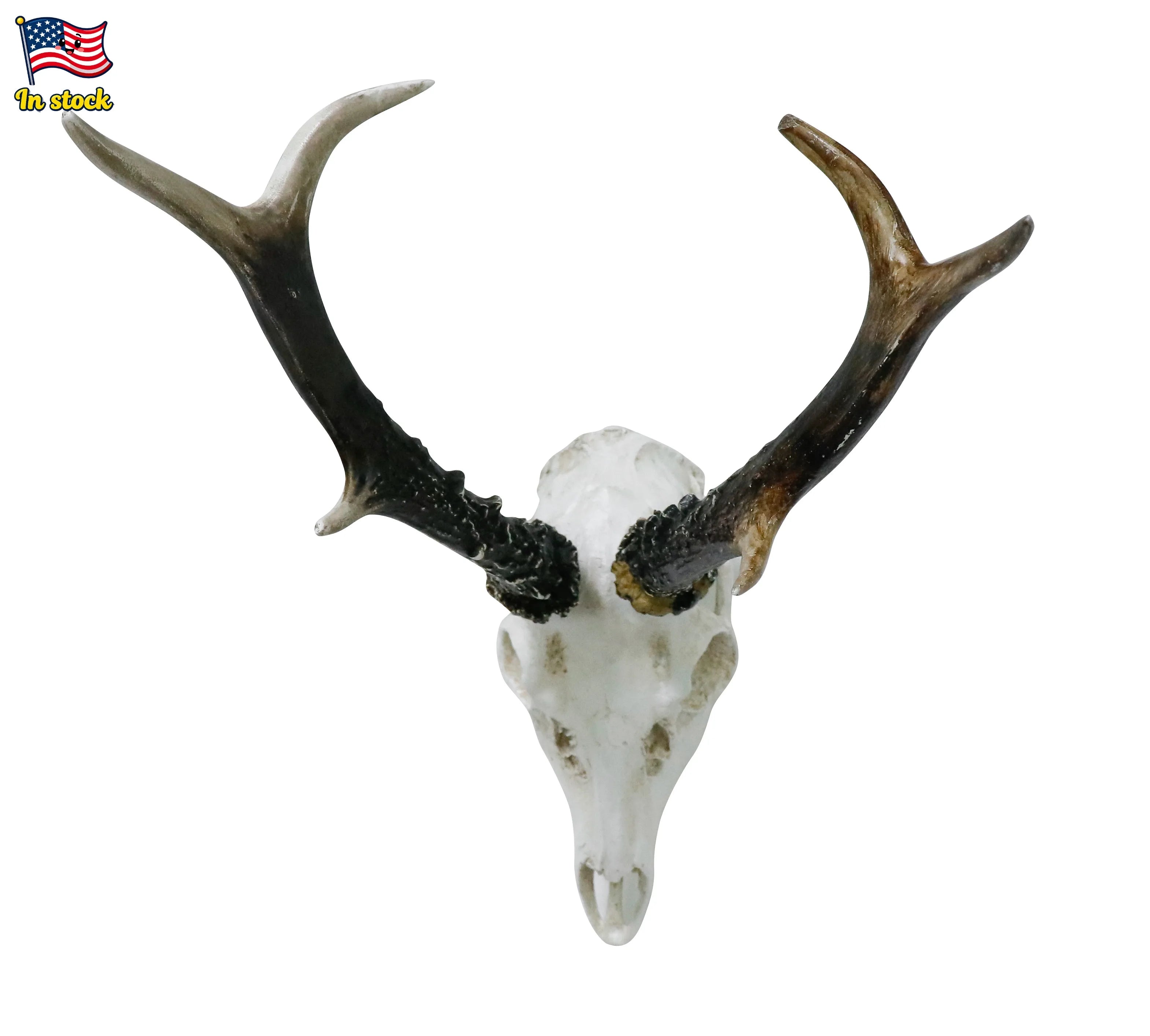 US Stock Resin Deer with Antlers Model Pattern Wall Decor Animal Skeleton Art for Home & Bar