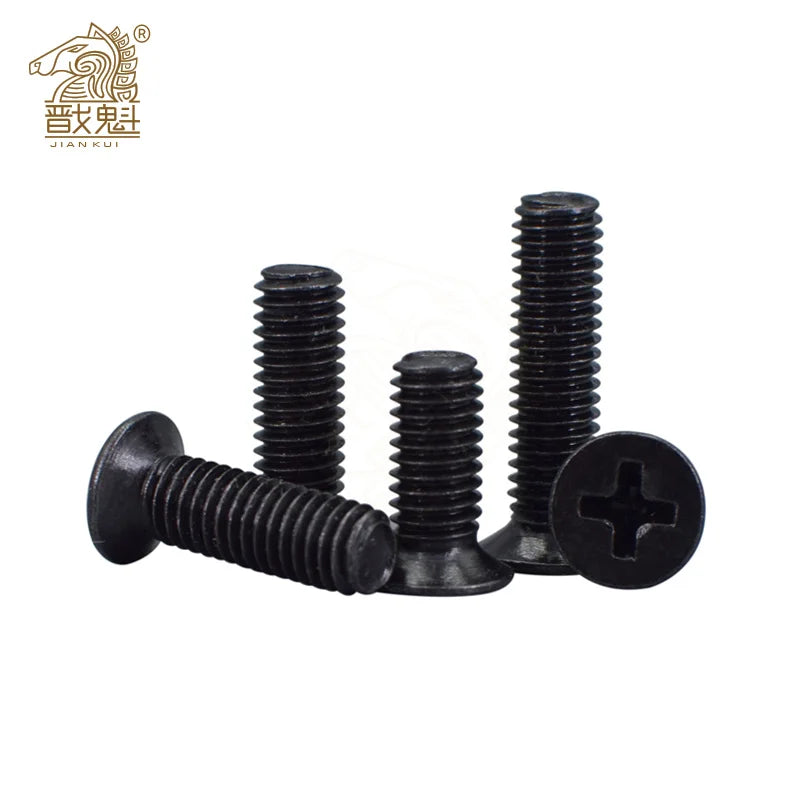 50顆 M1 M1.2 M1.4 M1.6 M2 M2.5 M3 M4 迷你微型黑色 304 不鏽鋼十字槽平頭沉頭螺絲螺栓