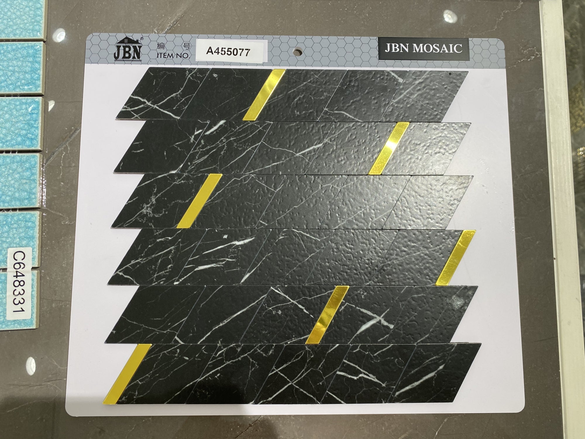 Modern white mosaic PVC tiles, easy to install, 3M acrylic adhesive 
