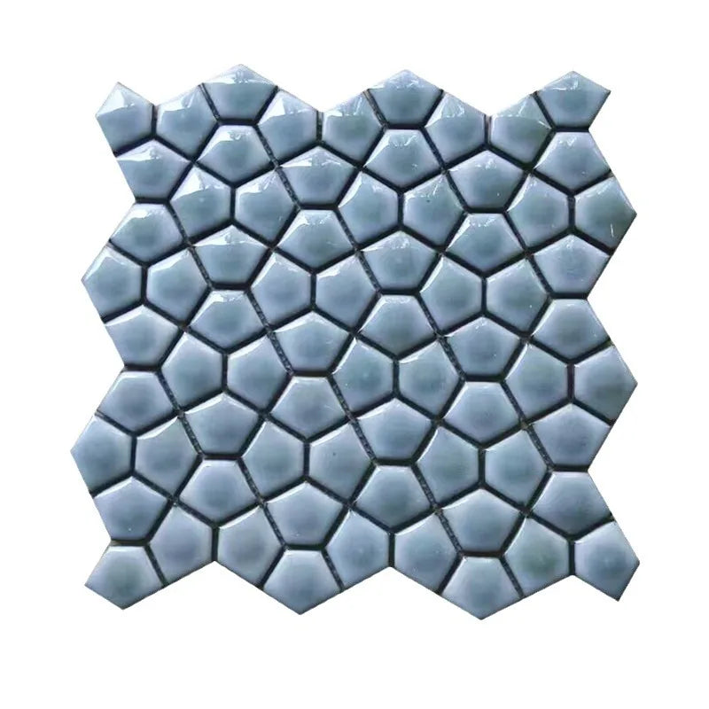295*295 New Fashion Water Cube Design With Unique Blue Cream Color Ceramic Mosaic Tiles Panel - Daisan Mart