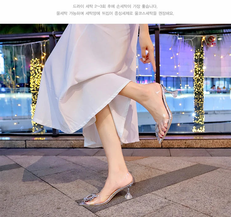 Giày Cao Gót Trong Suốt Sang Trọng Dự Tiệc Cưới Nữ