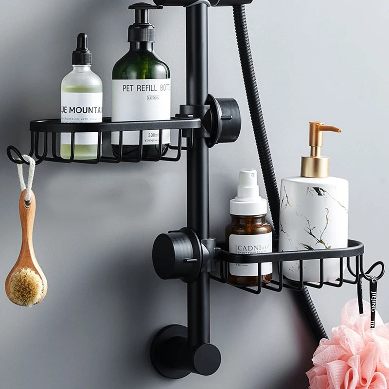 Bathroom Shelves Shower Rack Aluminum Basket For Shampoo Soap Bathroom Storage Adjustable Kitchen Faucet Sink Rag Holders - Daisan Mart