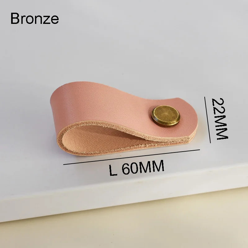 Nordic Style Pink Leather Handle Furniture Drawer Cupboard Kitchen Cabinet Door Knobs Pull Children's Room Cabinet Handles