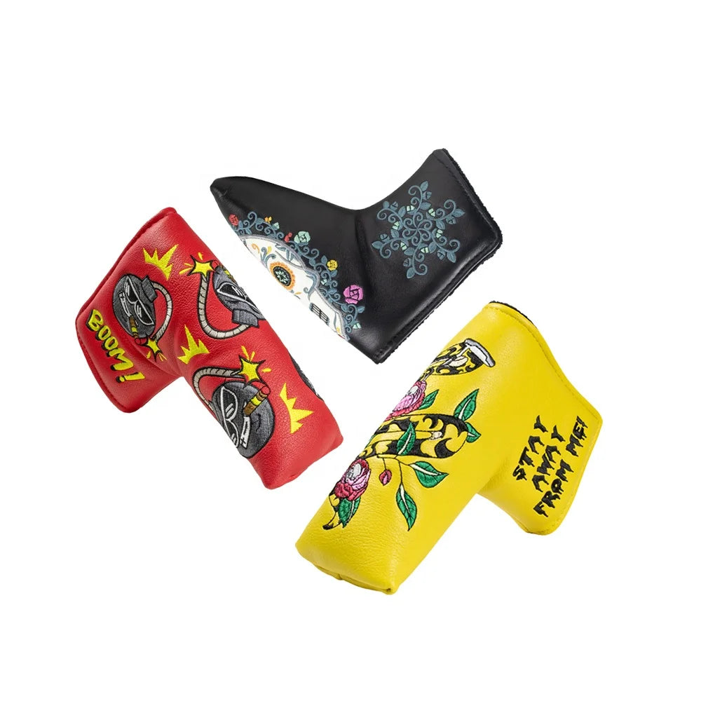 Embroidered PU Leather Golf Club Protector - Magnetic Clasp Ready