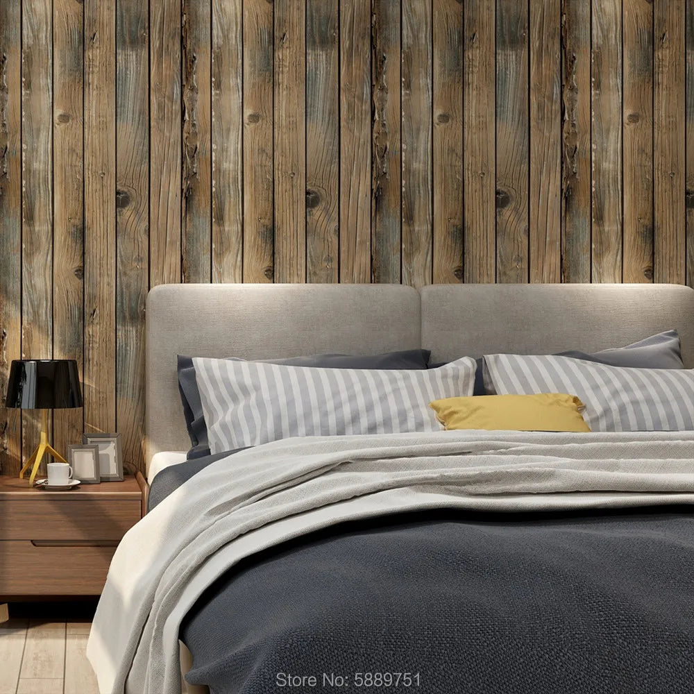 Retro Faux Wood Grain Peel And Stick Wallpaper Self-adhesive Wood Plank Wallpaper Roll Removable Vinyl Wall Covering For Restaur