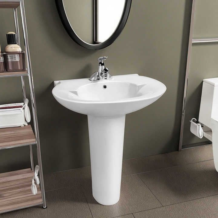 Best selling white ceramic pedestal wash basin Floor mounted wash basin Bathroom hand wash basin with pedestal 