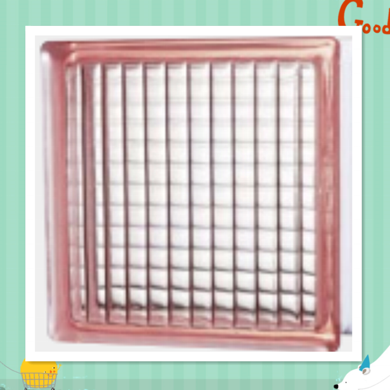 Khối kính rỗng song song màu xám xanh hồng đục sóng biển trong suốt 80.0mm dùng trang trí nhà cửa và xây tường kính