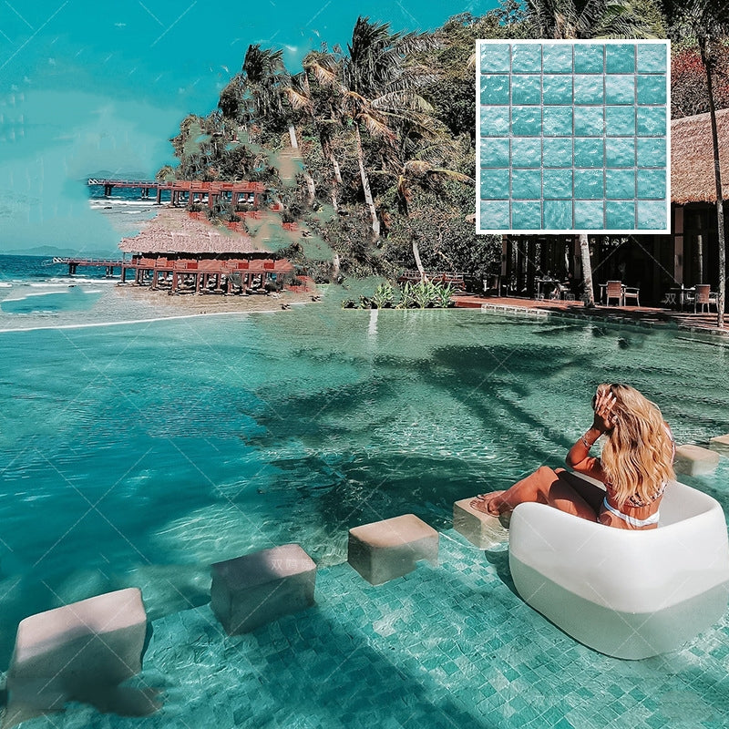Swimming pool glass mosaic tile supplier design pattern anti-slip surface luxury ocean style 