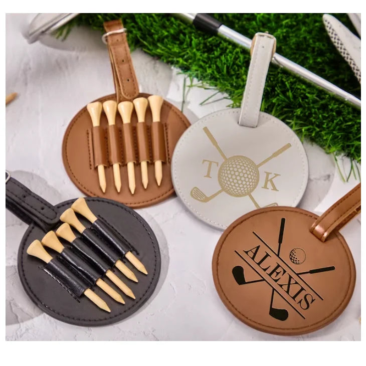 Golf Leather Tag with Tee Holder - Men's Accessories Gift