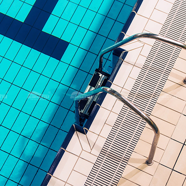 Light blue cow nose pool edge ceramic tiles 240x115mm 